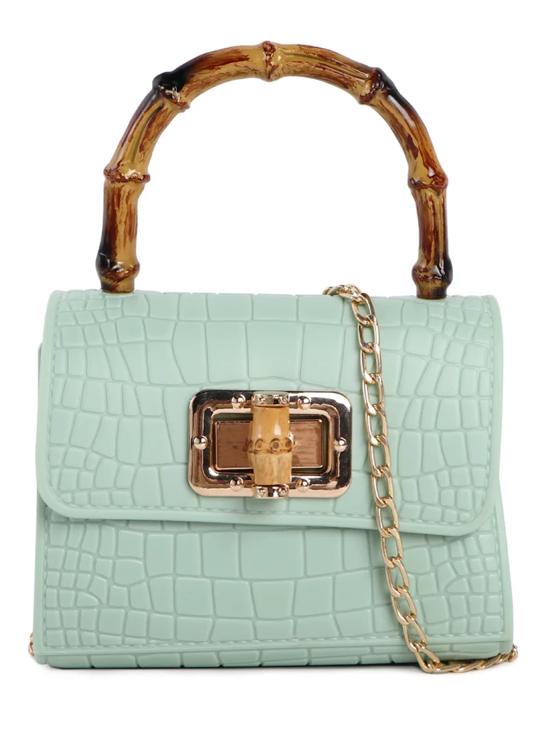 Croc-Embossed Sling Bag Mint