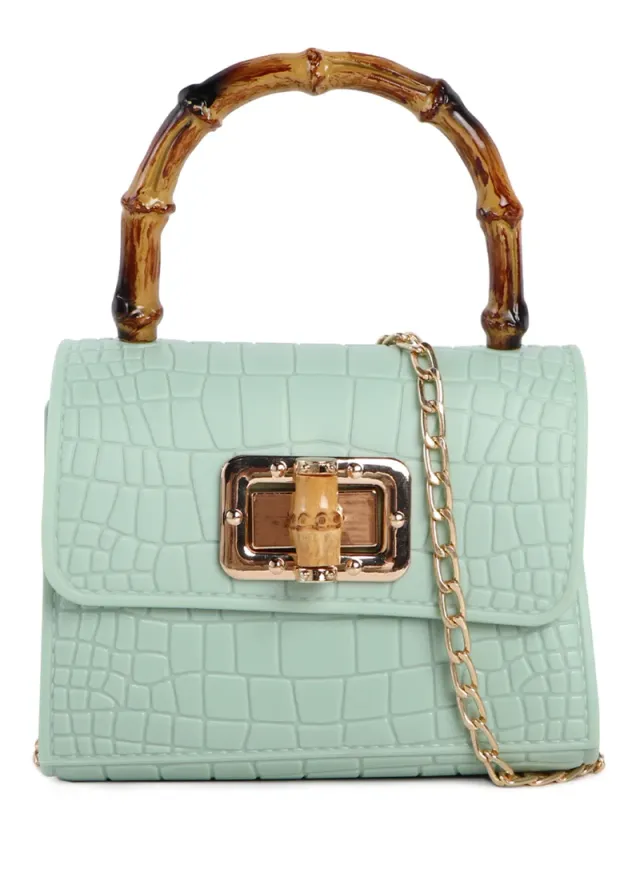 Croc-Embossed Sling Bag Mint