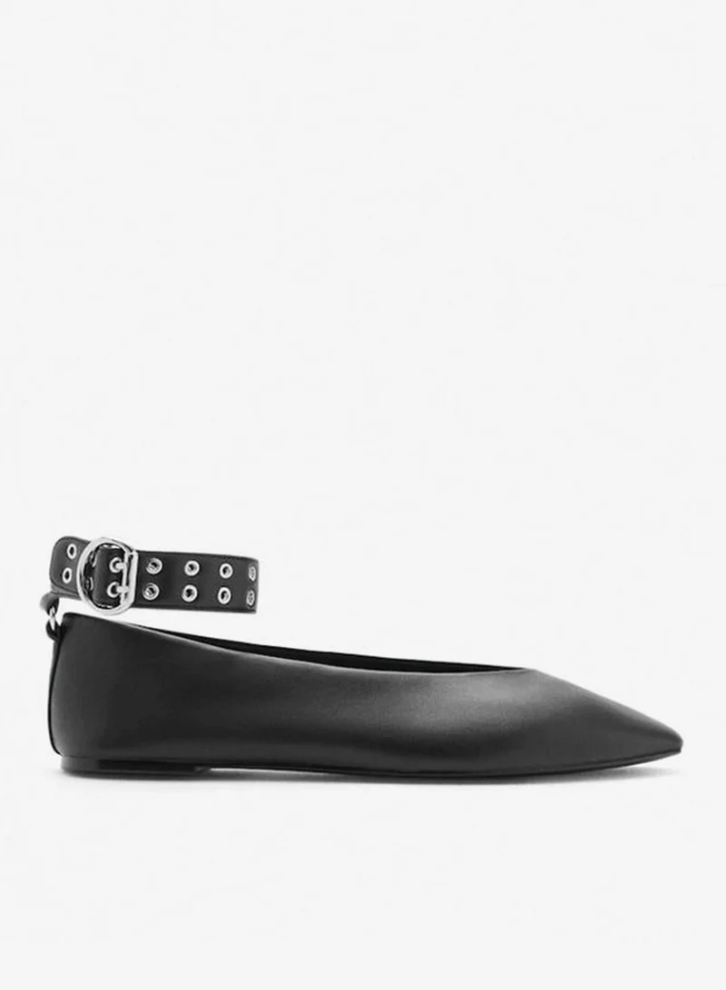 Eyelet Strap Ballet Flats