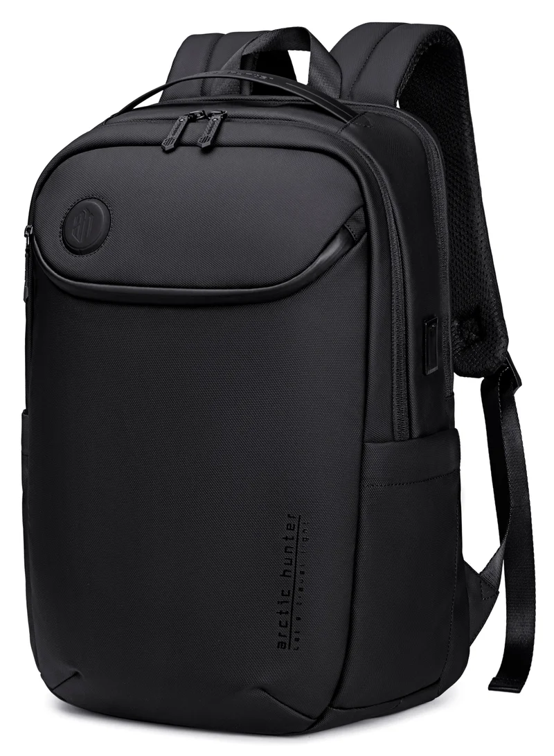 Water Resistant Laptop Backpack with USB Port - Black