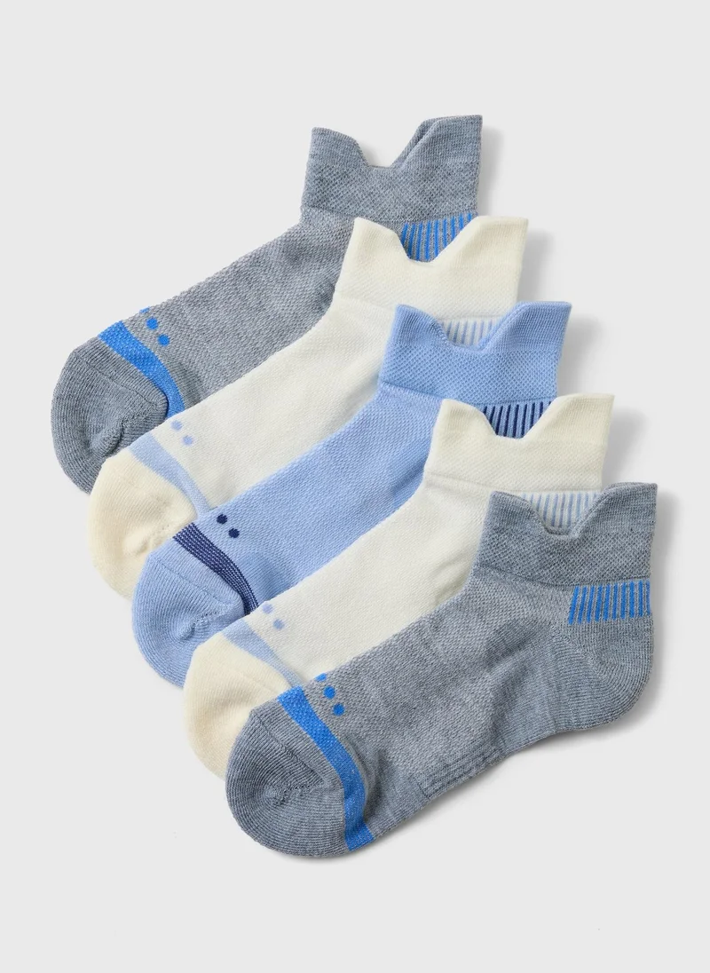 Souluxe 5-Pack Trainer Liner Socks Gray