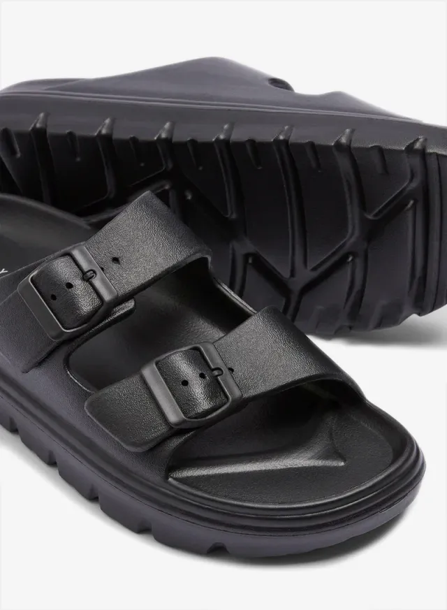 Double Buckle Chunky Sandals Black – image 2