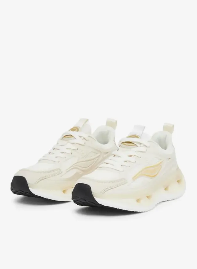 Panelled Lace Up Sneakers Cream – image 2