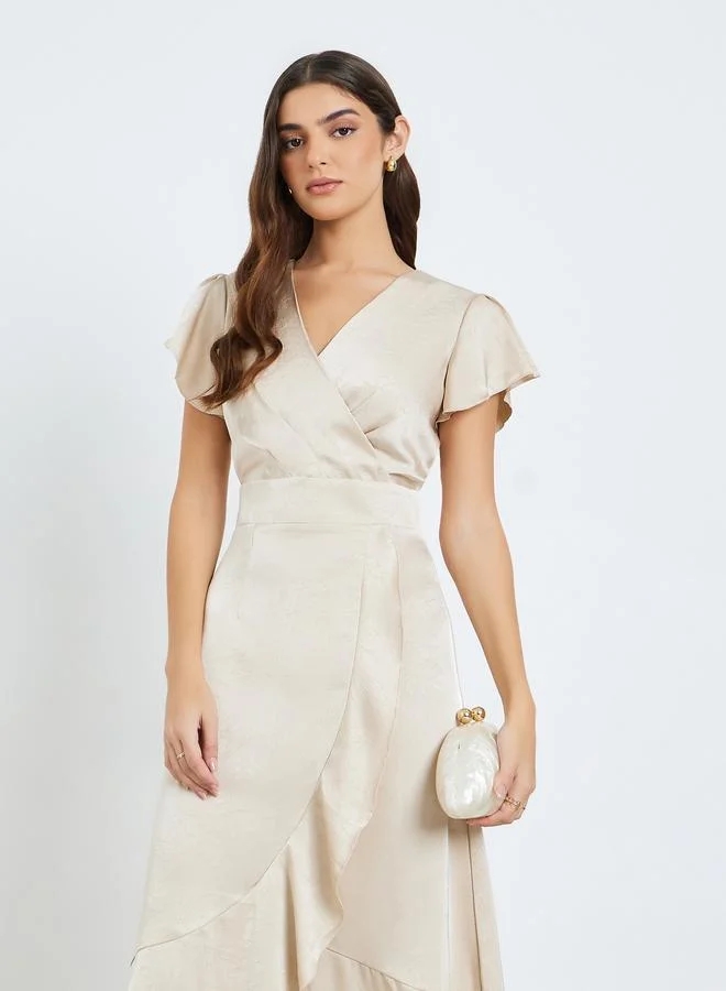 Women's Satin Wrap Maxi Dress Cream