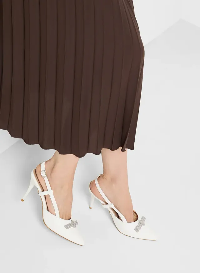 Slingback Heeled Pumps White – image 5