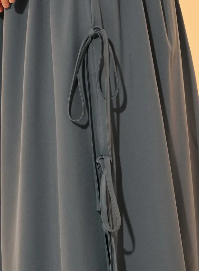 Layered Tie-Up A-Line Maxi Skirt Color Block – image 4