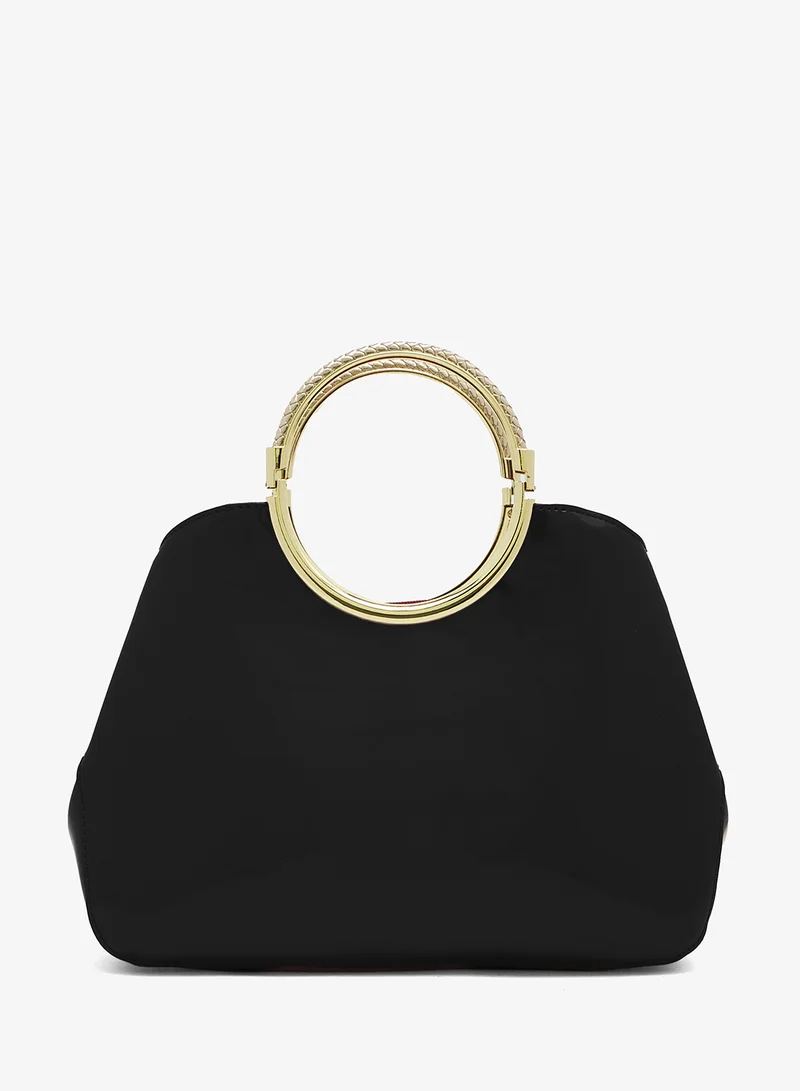 Geometric Ring Handle Bag with Gold Accent