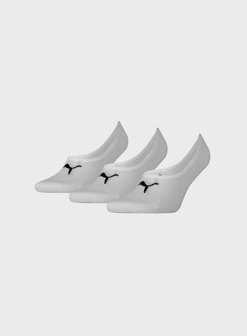 3-Pack Logo No Show Socks White