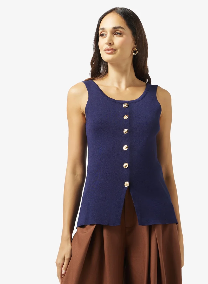 Sleeveless Vest Top Blue