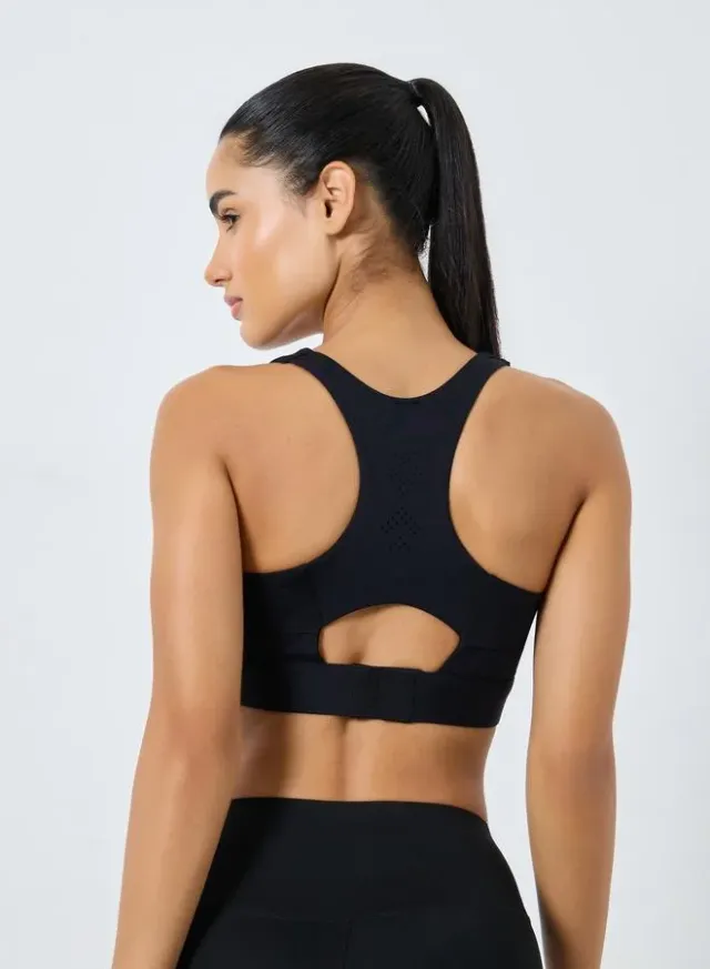 Perforated Racerback Hook-and-Eye Sports Bra – image 4