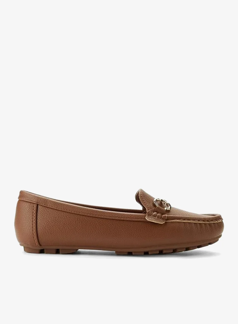 Metallic Trim Loafers Brown