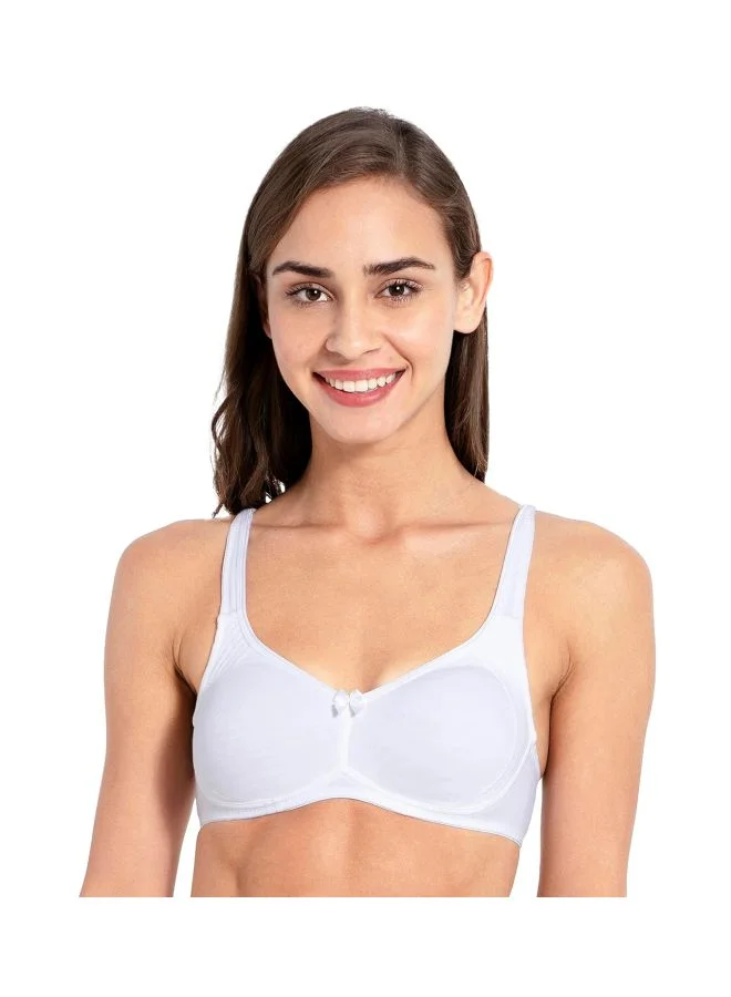 1250 Women's Cotton Stretch Wire-Free Full Coverage Bra White