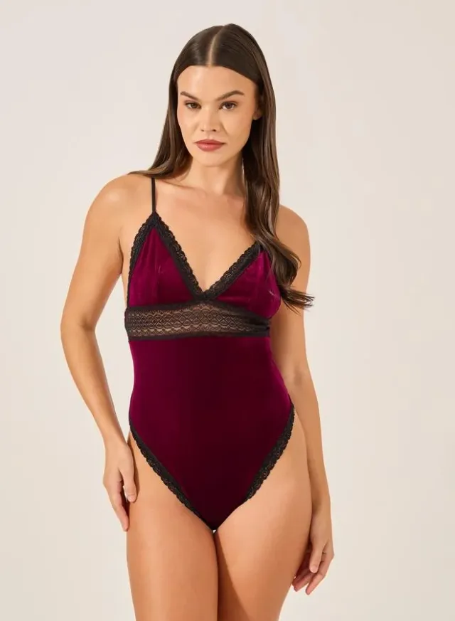 Velvet Lace Insert Bodysuit – image 2