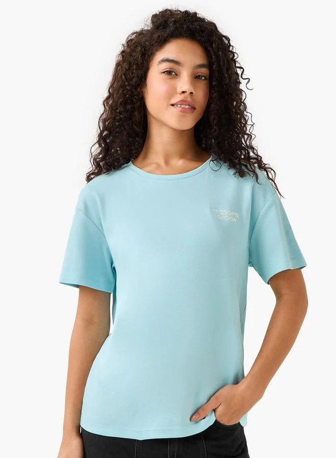Lee Cooper Logo Print Cotton T-shirt Blue