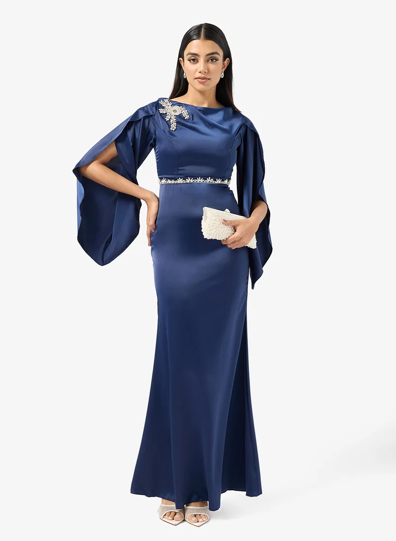 Slit-Sleeve Embellished Dress