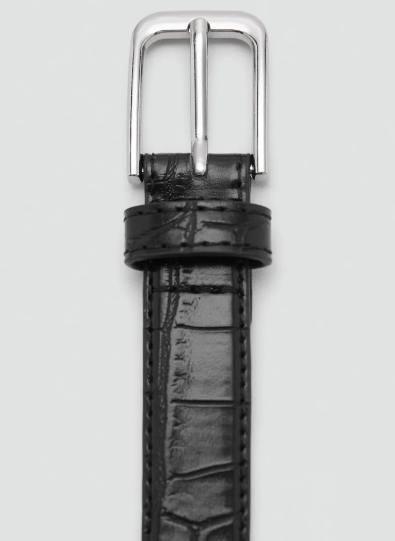 Fine Croc-Effect Belt Black