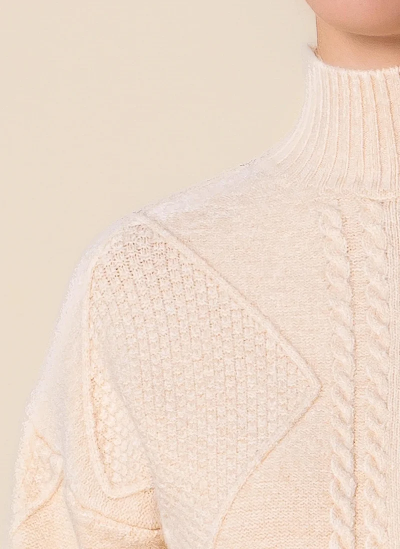 Cable Knit High Neck Sweater