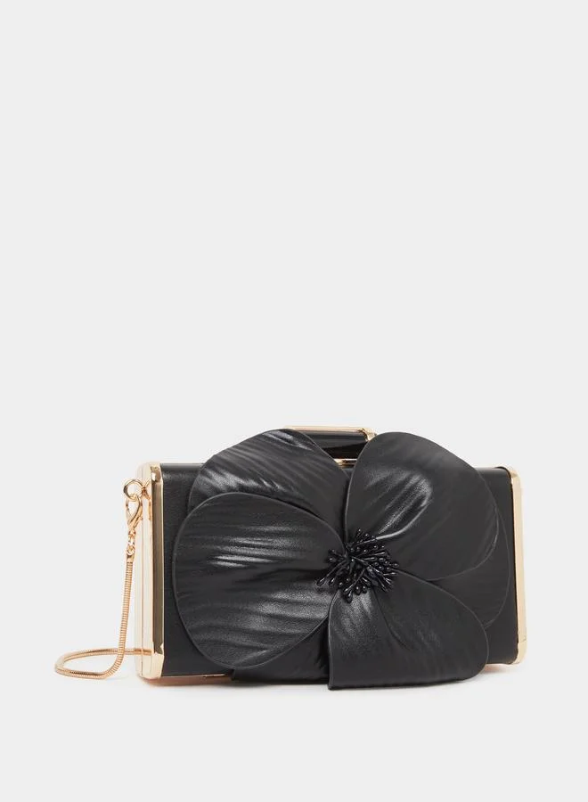 Styli Floral Corsage Chain Strap Bag Black