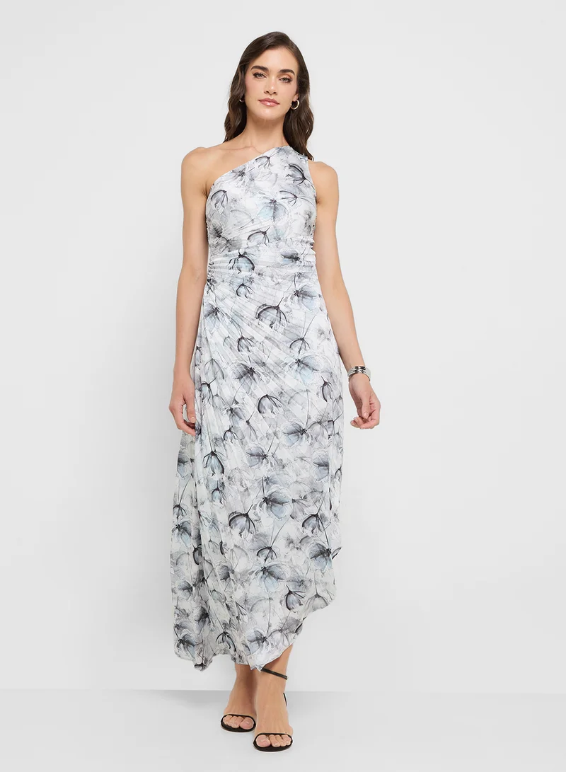One-Shoulder Floral Dress