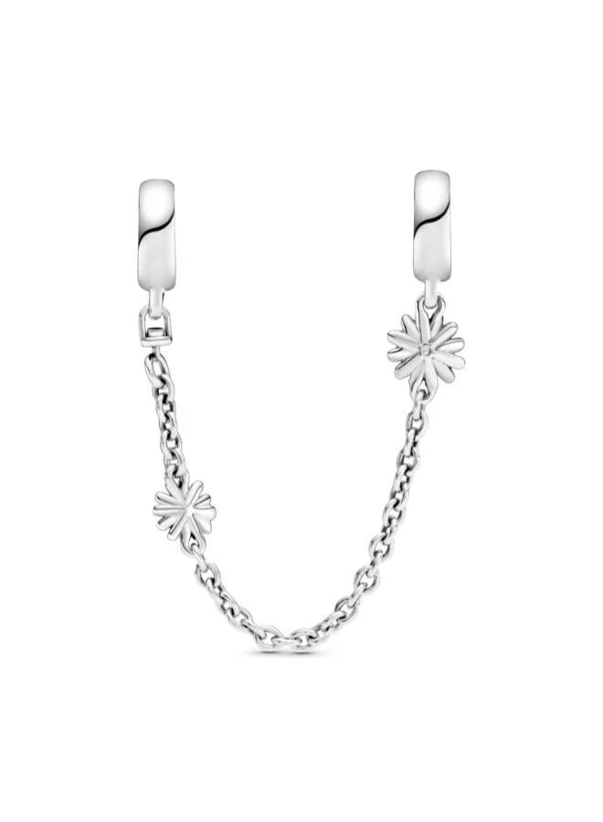 Sterling Silver Daisy CZ Safety Chain Clear