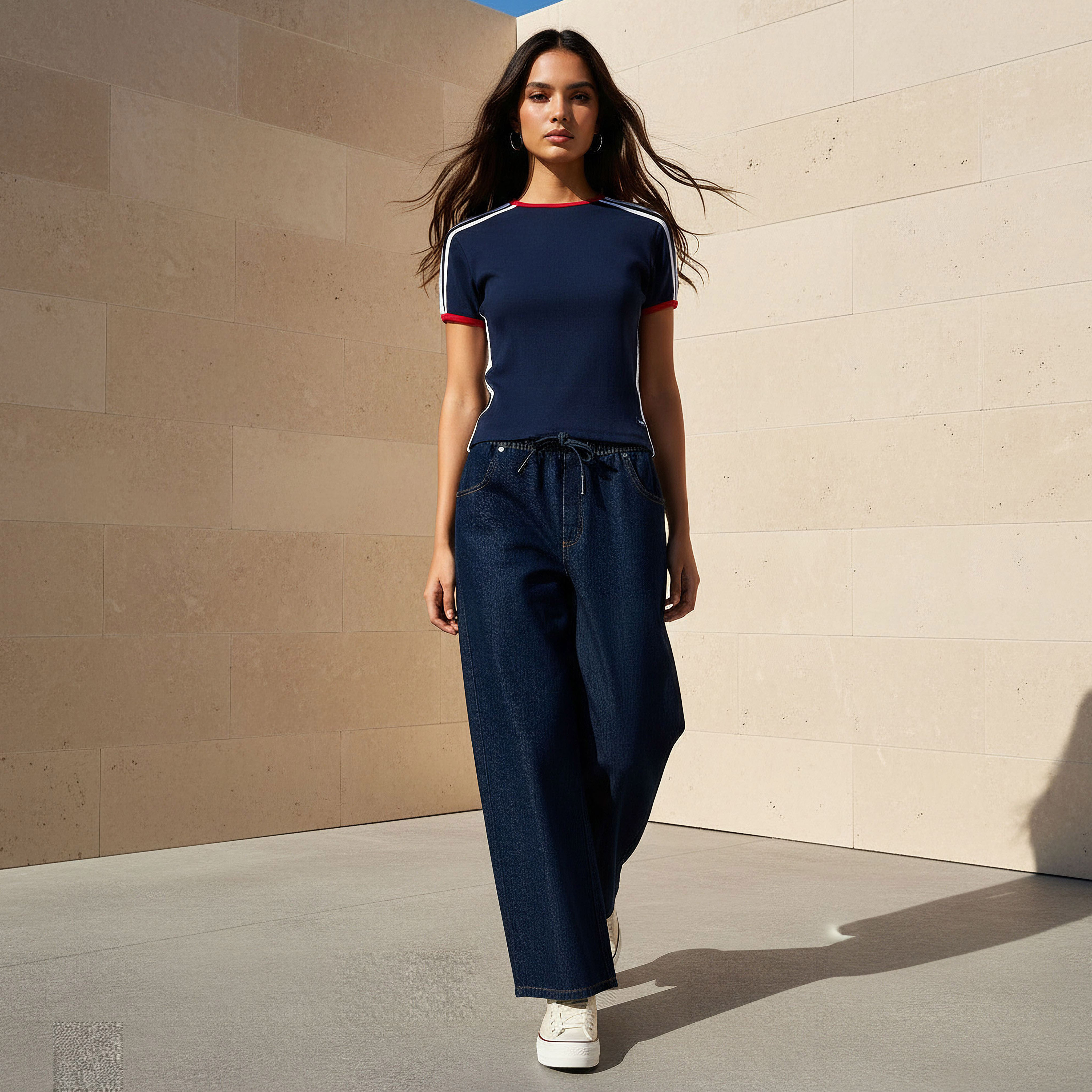 تي شيرت بقصة عادية بتفاصيل شريط من Lee Cooper