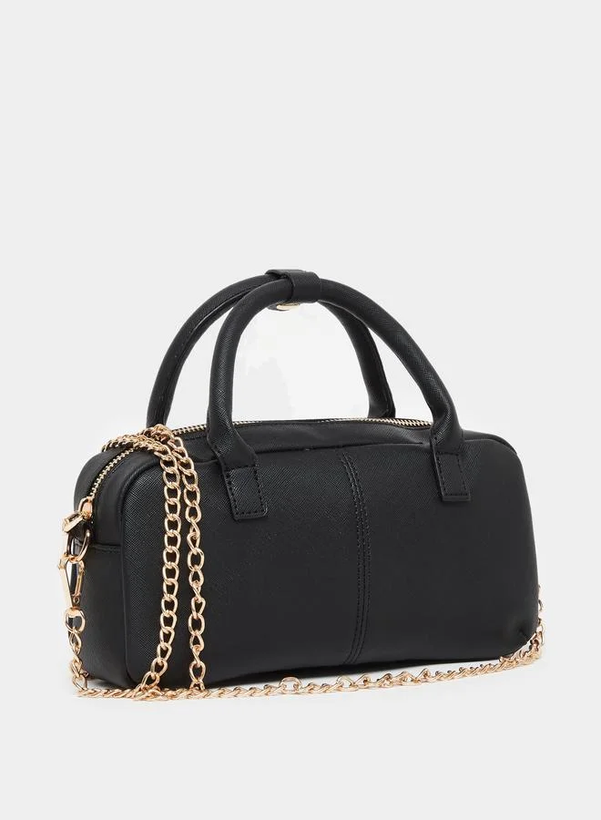 Gold Chain Barrel Bag Black