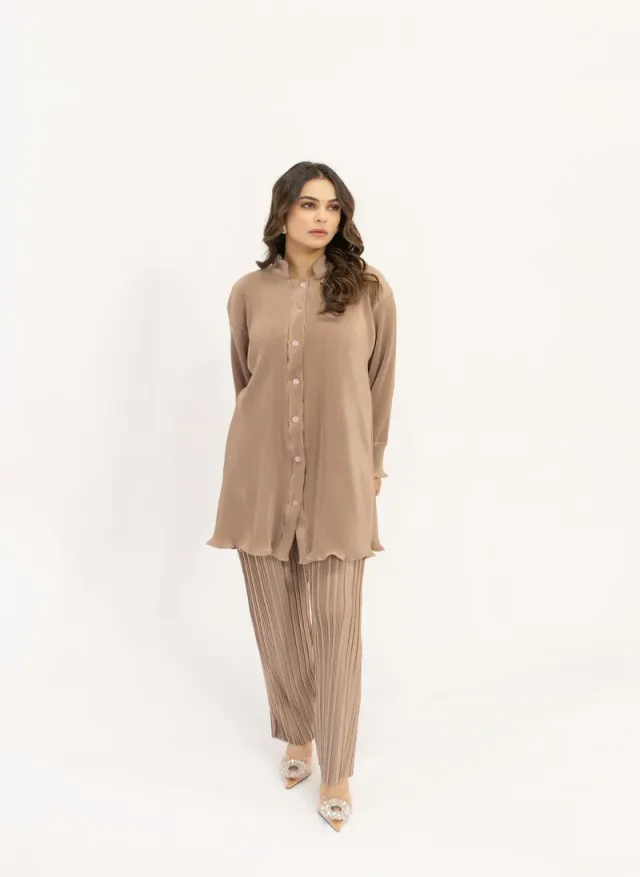 Contrast Pleated Suit Blush Beige – image 7