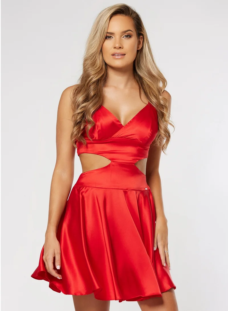 Satin Cutout Mini Dress