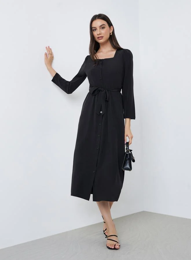 Long Sleeve Midi Dress Black
