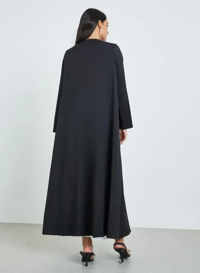 Women's Black Embroidered Abaya with Loop Button Closure – image 4