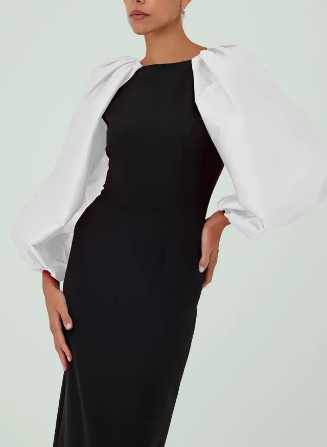 Black and White Batwing Sleeve Maxi Abaya Dress for Ramadan – image 4