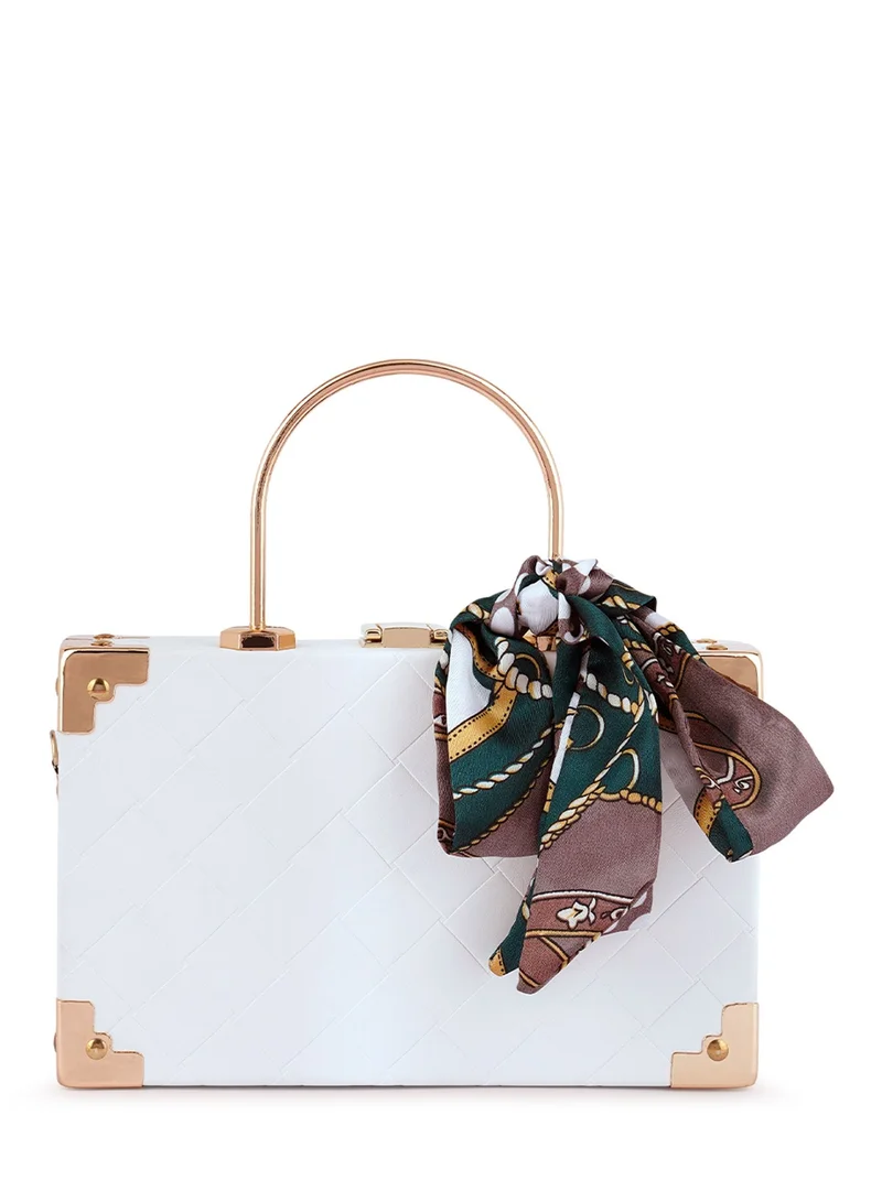 Vintage Basket Weave Vanity Purse White