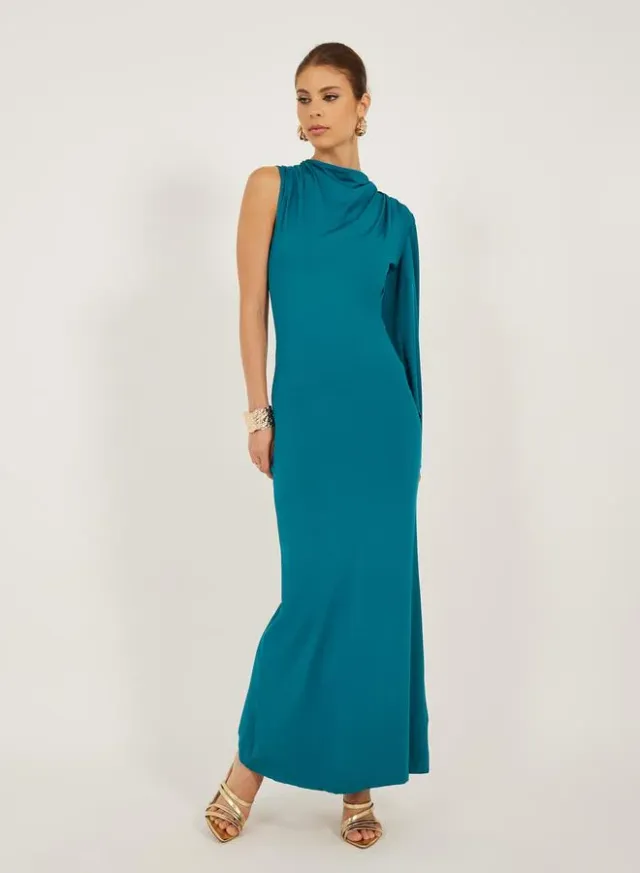 Asymmetric Gown Teal