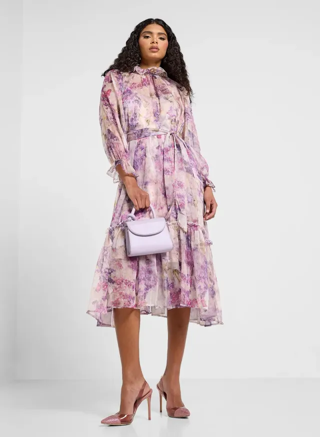 Floral Chiffon Midi Dress – image 4