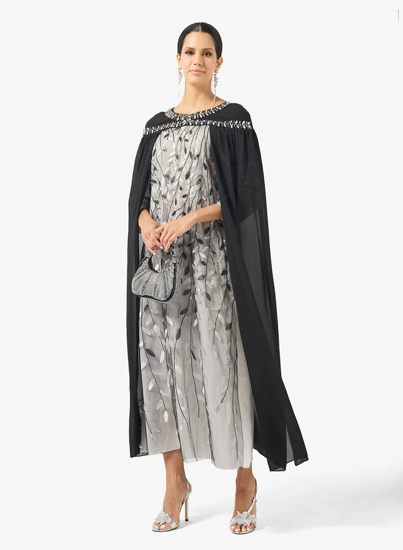 Embellished Cape Dress