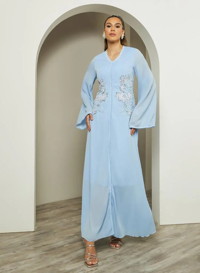 Embellished Gown Light Blue
