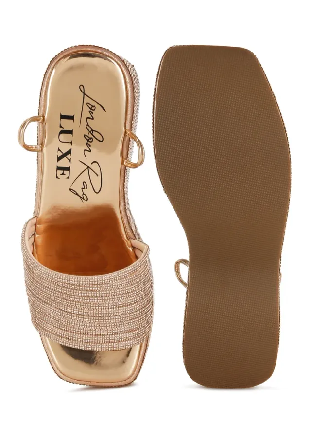 Rhinestone Lace-Up Sandals Rose Gold – image 7