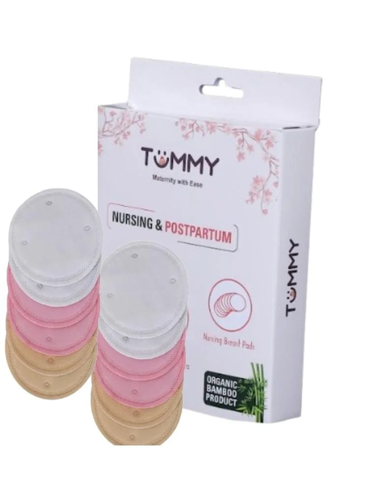 TUMMY Organic Cotton Reusable Nursing Pads Pack of 12 Multicolour