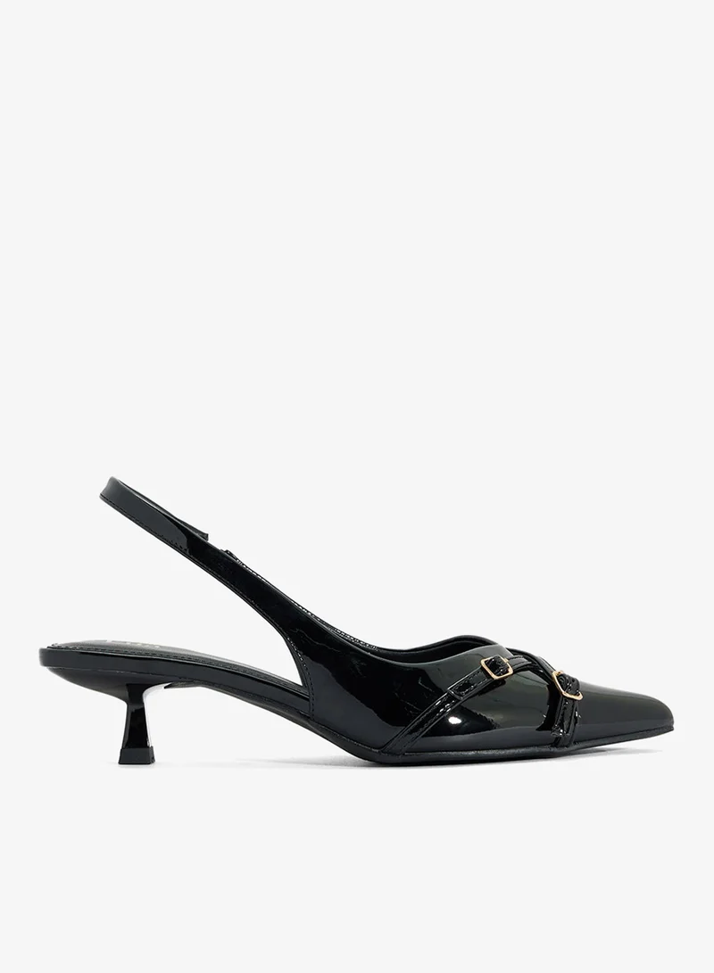 Low Heel Slingback Pump Black