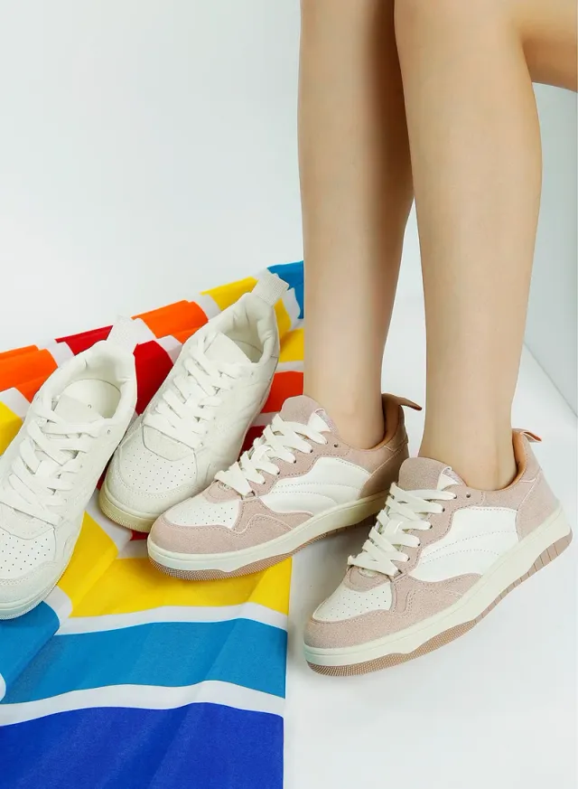 Faux Leather Casual Sneakers in White – image 6