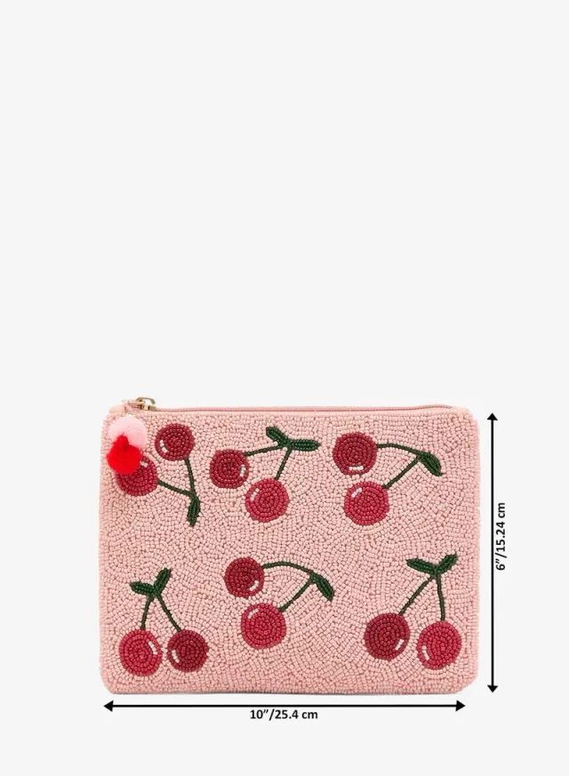embroidered cherry embellished beaded clutch – image 6