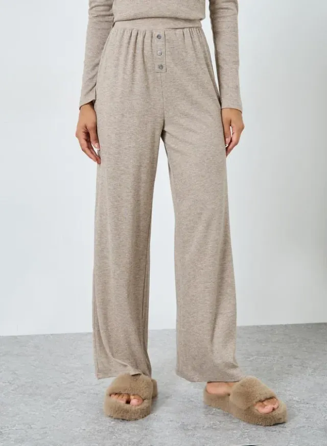 Styli Supersoft Rib Placket Pyjama Set - Beige – image 5