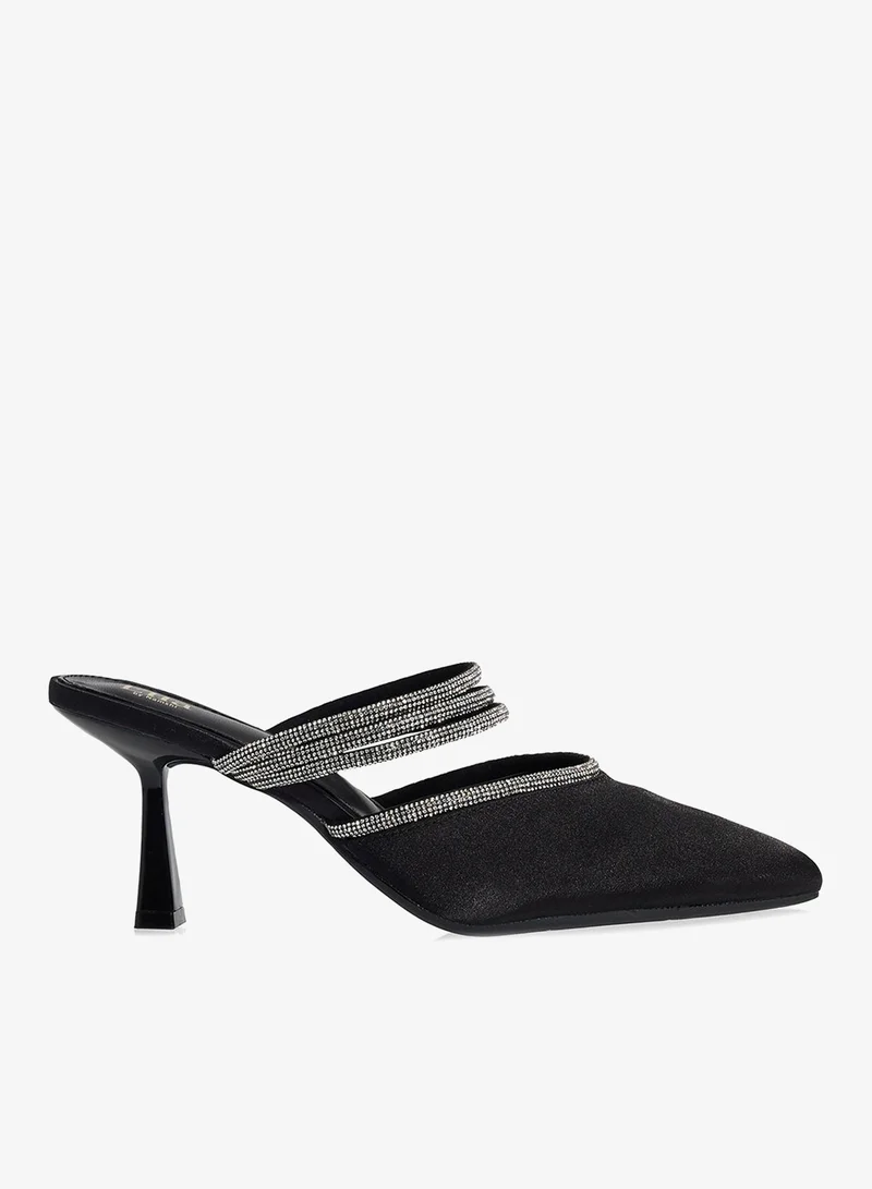 Slip-On Heeled Mules Black