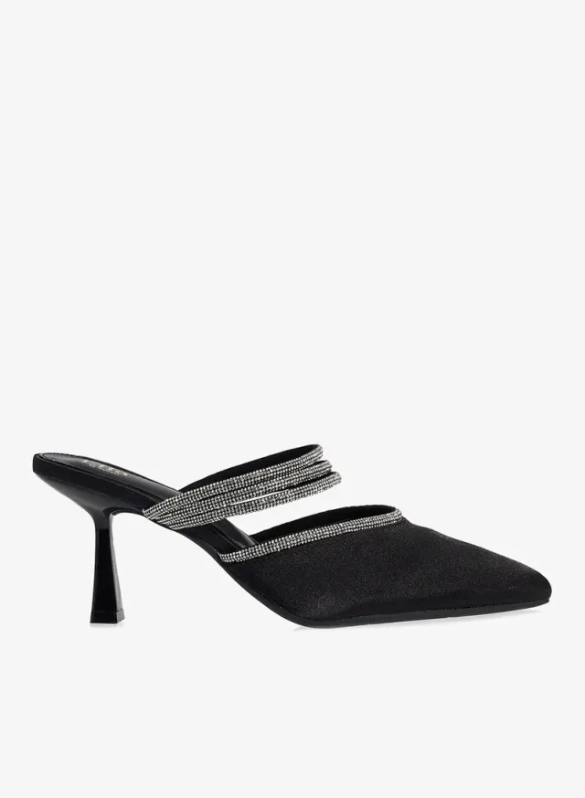 Slip-On Heeled Mules Black