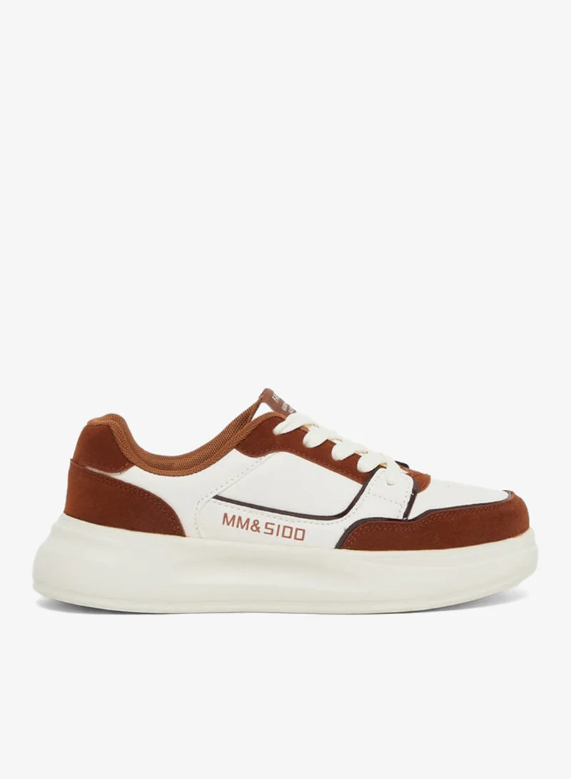 Platform Lace-Up Sneakers Color Block