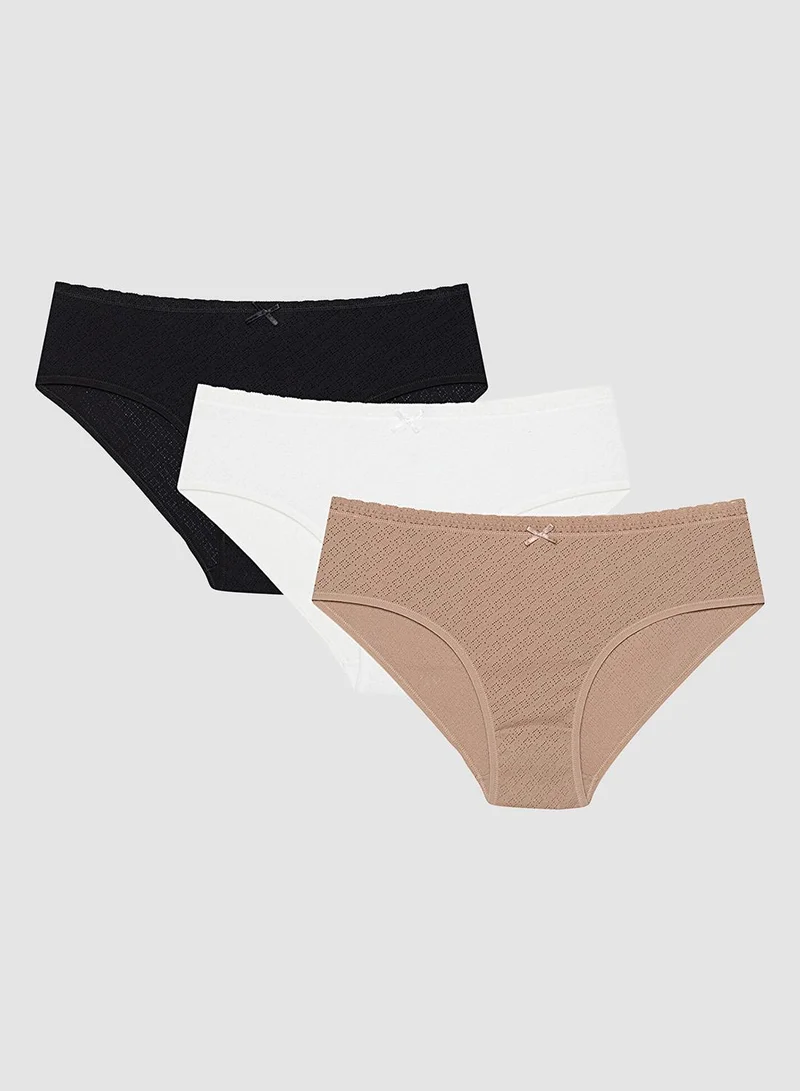 Soft Pointelle Basic 3-Pack Hipsters Black