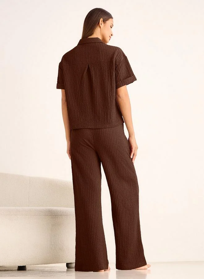Coord Set with Shirt & Wide Leg Pants