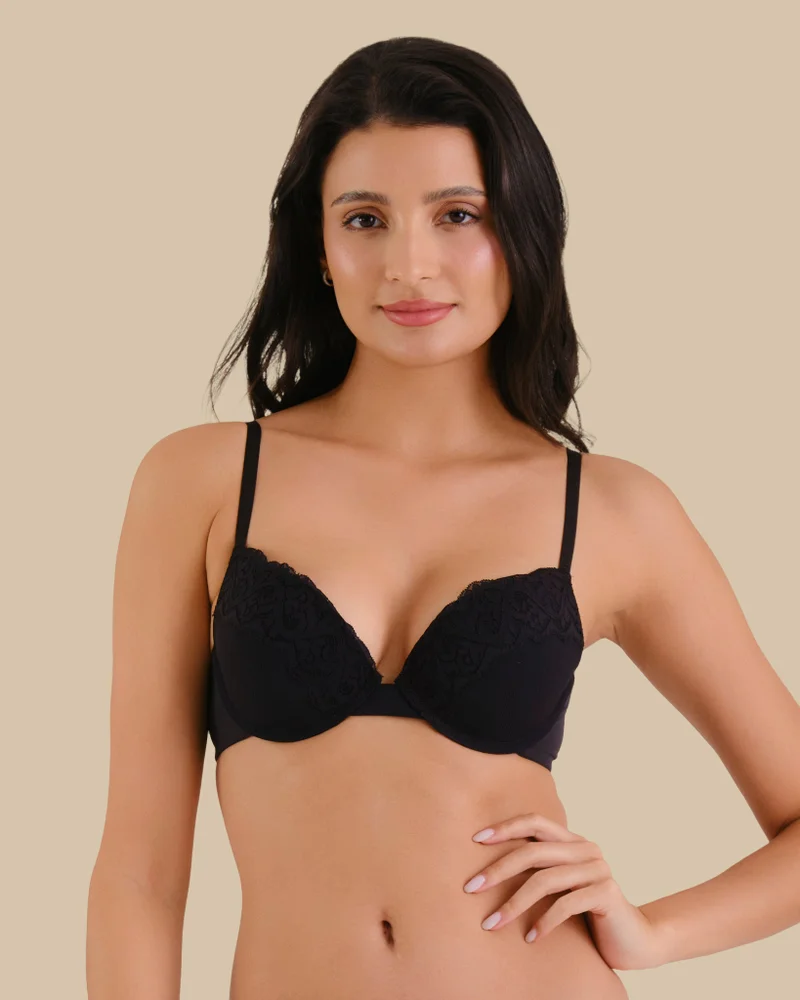 Isla & Evie Trend Push Up Plunge Bra Black