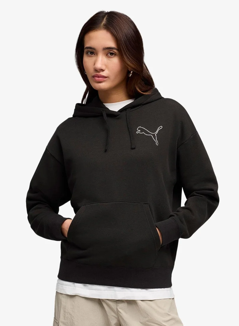 Bedazzled Relaxed Hoodie Black
