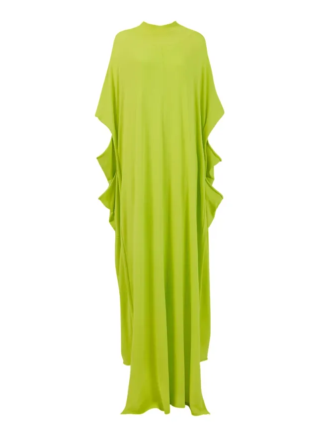 Yellow Viscose Blend High-Neck Loose-Fit Kaftan for Women – image 5